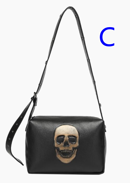 パンクファッション メンズ パンク風 スカル刻印 斜めがけ ショルダーバッグ