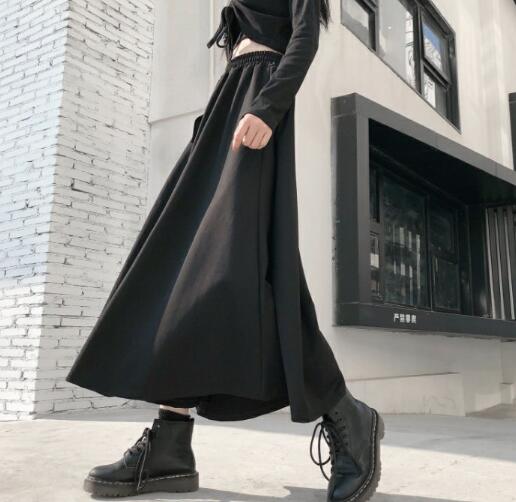 パンクファッション 秋冬レディース暗黒系パンク風不規則ロングスカート