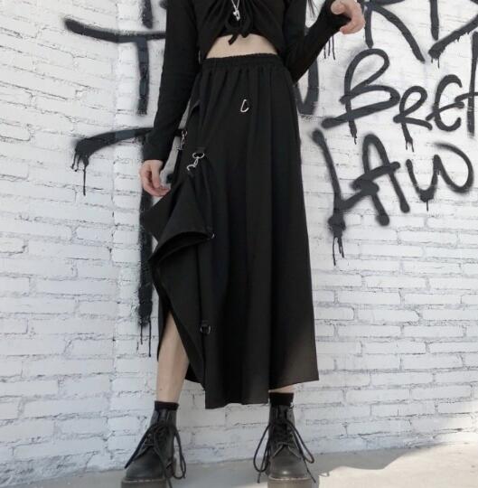 パンクファッション 秋冬レディース暗黒系パンク風不規則ロングスカート