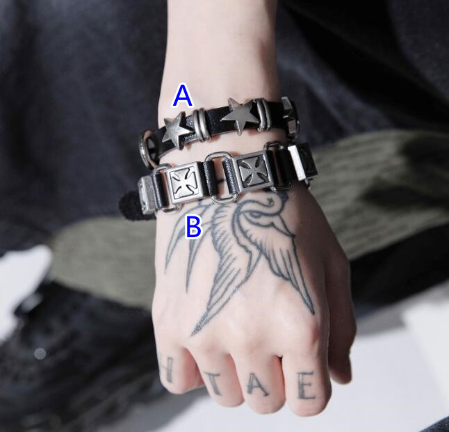 パンクファッション メンズ パンク風 スタッズ ブレスレット 黒