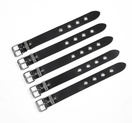 パンクファッション 男女兼用パンク系黒革風スタッズブレスレット