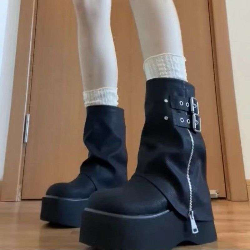 （非表示）パンクファッション  ストレッチリブ編みロングソックス