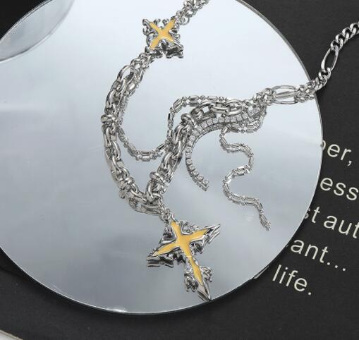 パンクファッション パンク十字架ペンダント重ね付けネックレス