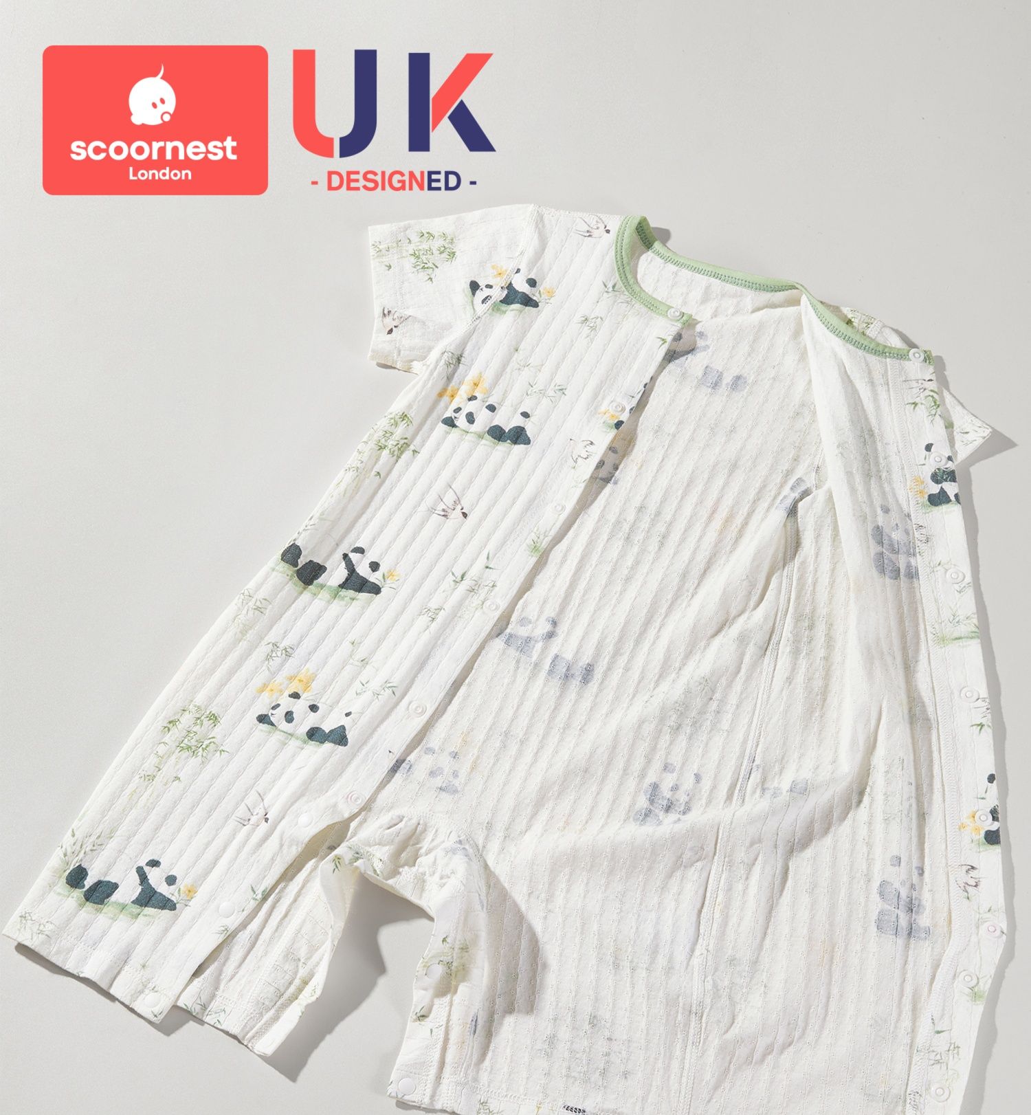 ロンパース 純綿パンダ柄赤ちゃんロンパース