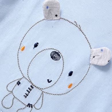 ロンパース くまさん刺繍入り長袖ロンパース