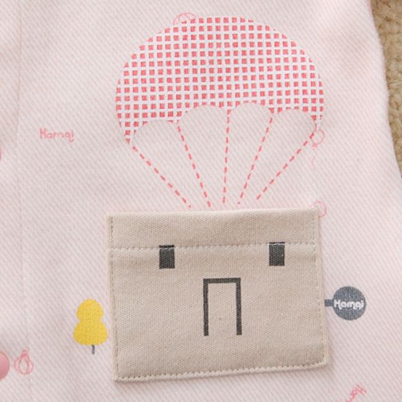 ロンパース 気球ハウス柄 赤ちゃん用長袖ロンパース