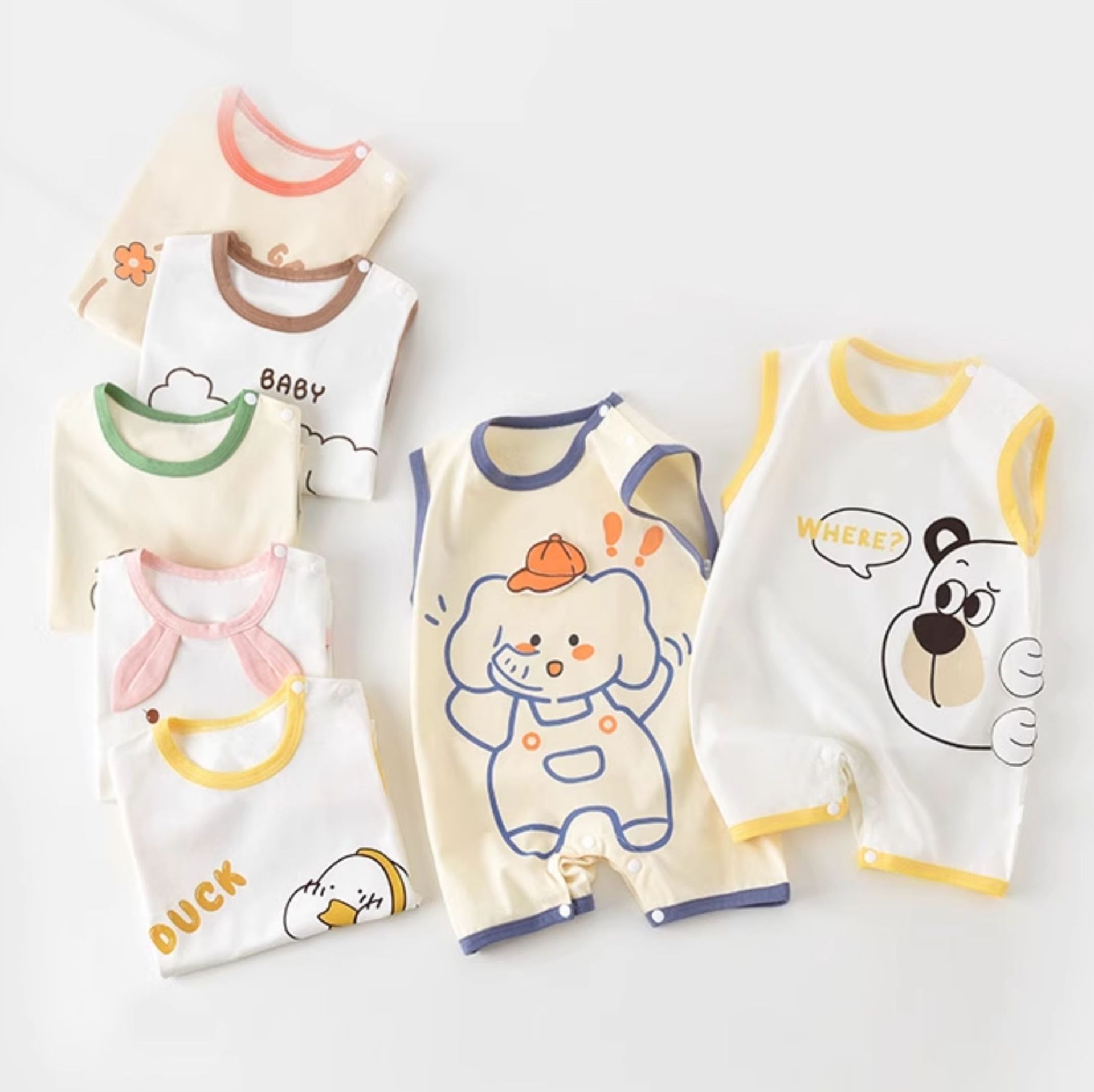 ロンパース 赤ちゃん用どうぶつ柄フリルロンパース