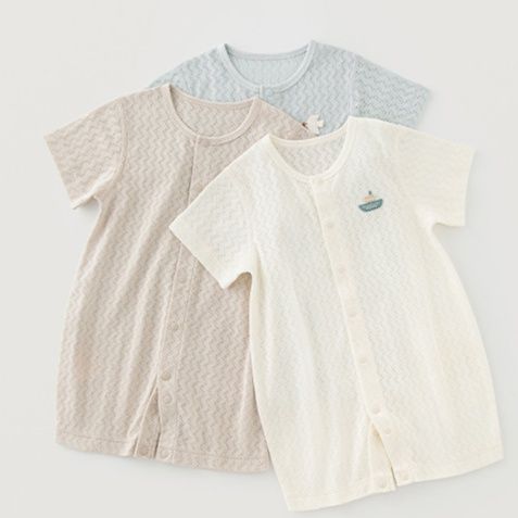 ロンパース やさしい肌触り波模様ロンパース