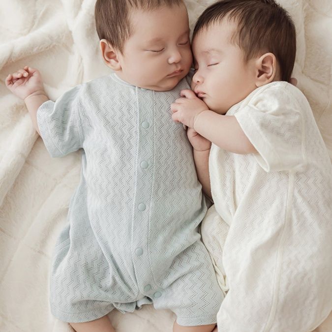 ロンパース やさしい肌触り波模様ロンパース