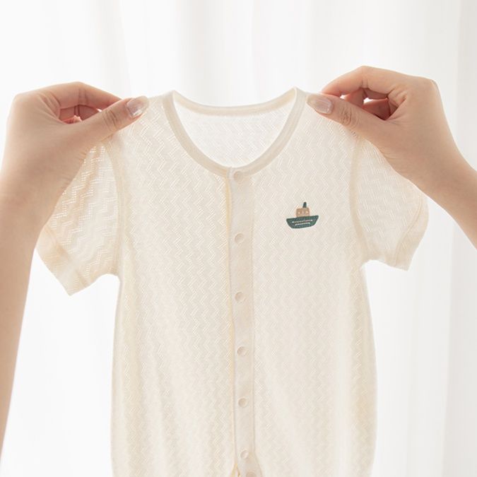 ロンパース やさしい肌触り波模様ロンパース