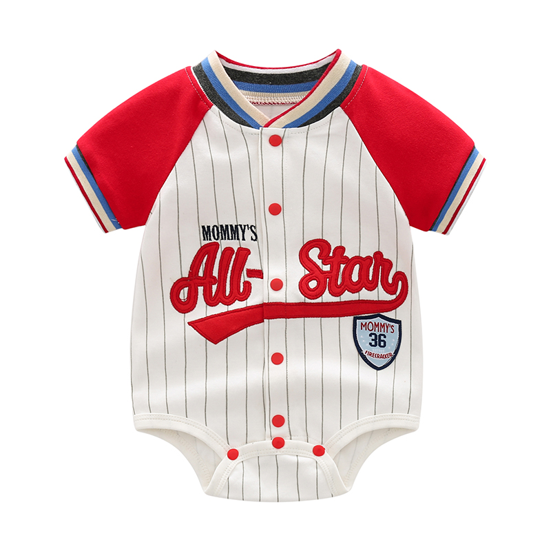 ロンパース スポーティー野球風半袖ロンパース