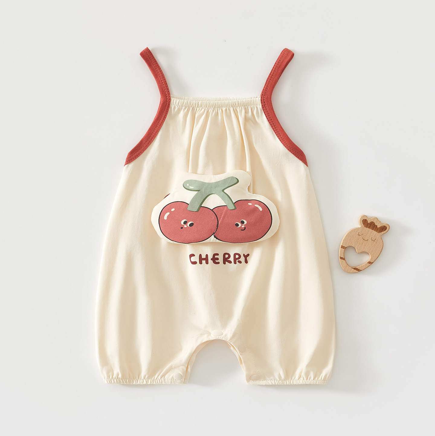かわいいスイカ柄ノースリーブロンパース