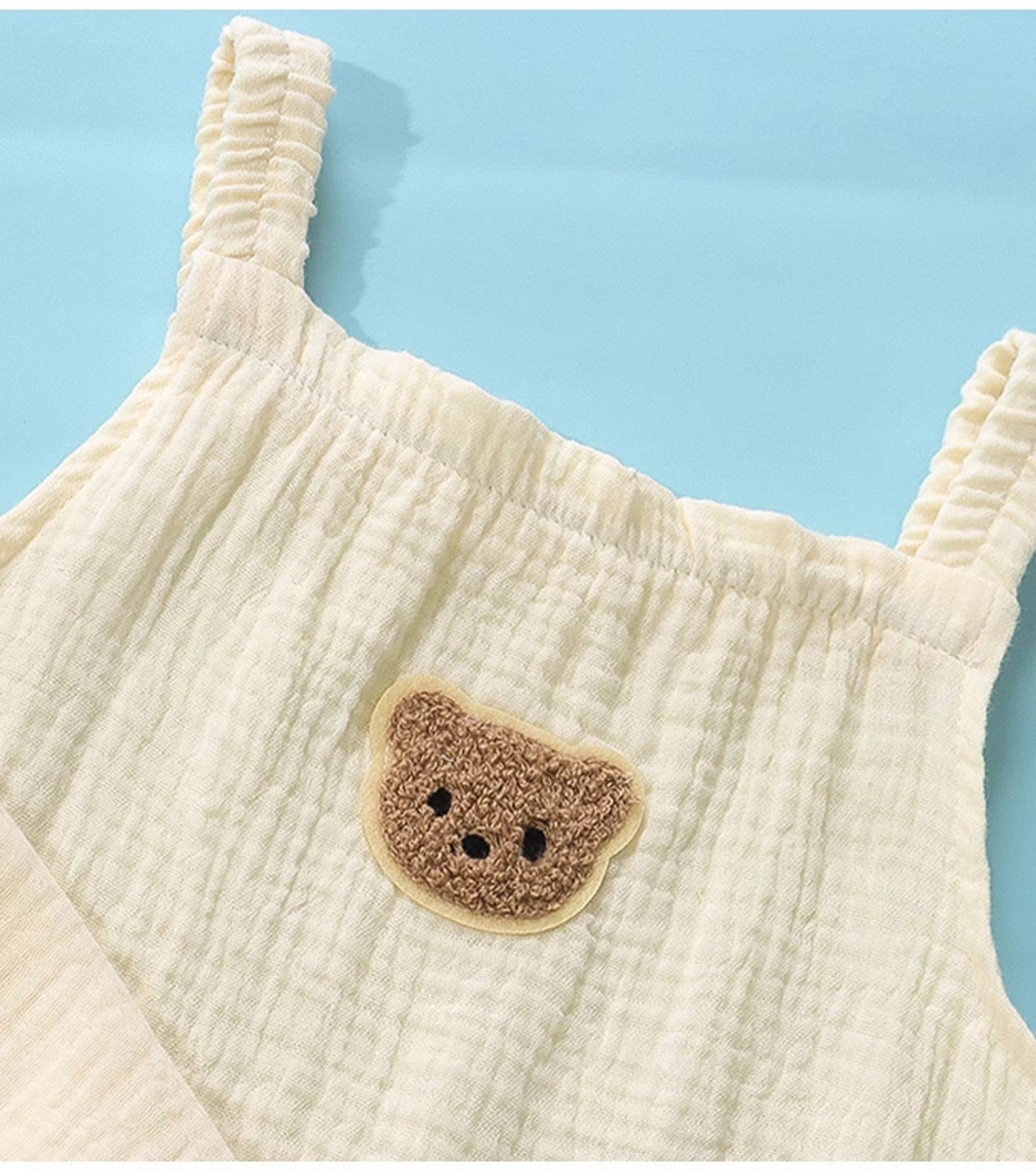 ロンパース くま刺繍入りノースリーブロンパース