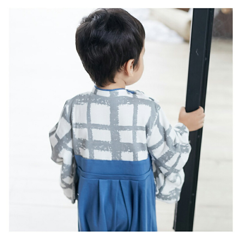 男の子用 長袖 和風袴ロンパース