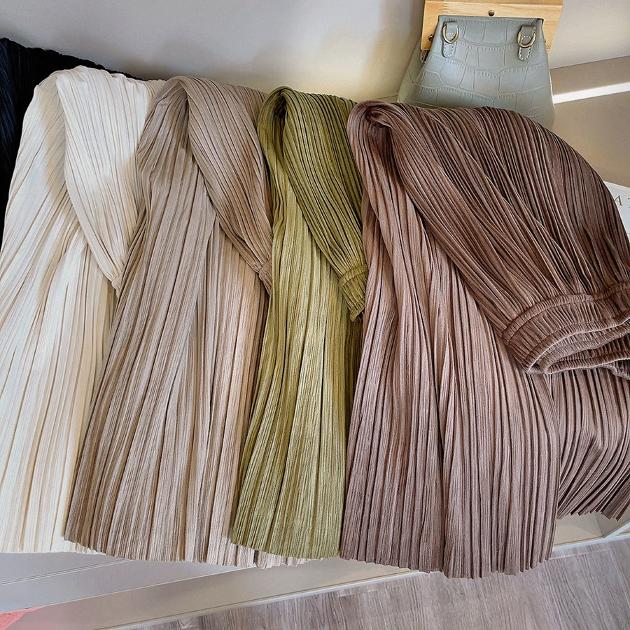 2025新作ハイウエストロングプリーツスカート5色