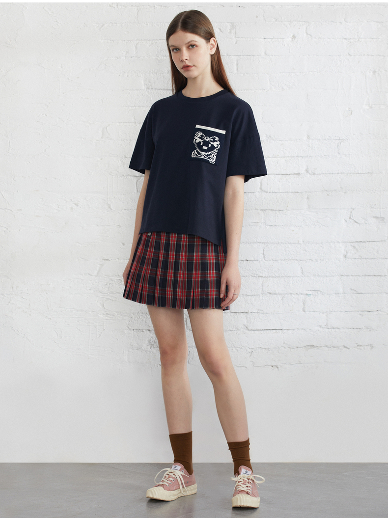 プリーツスカート チャーム付き制服風プリーツミニ