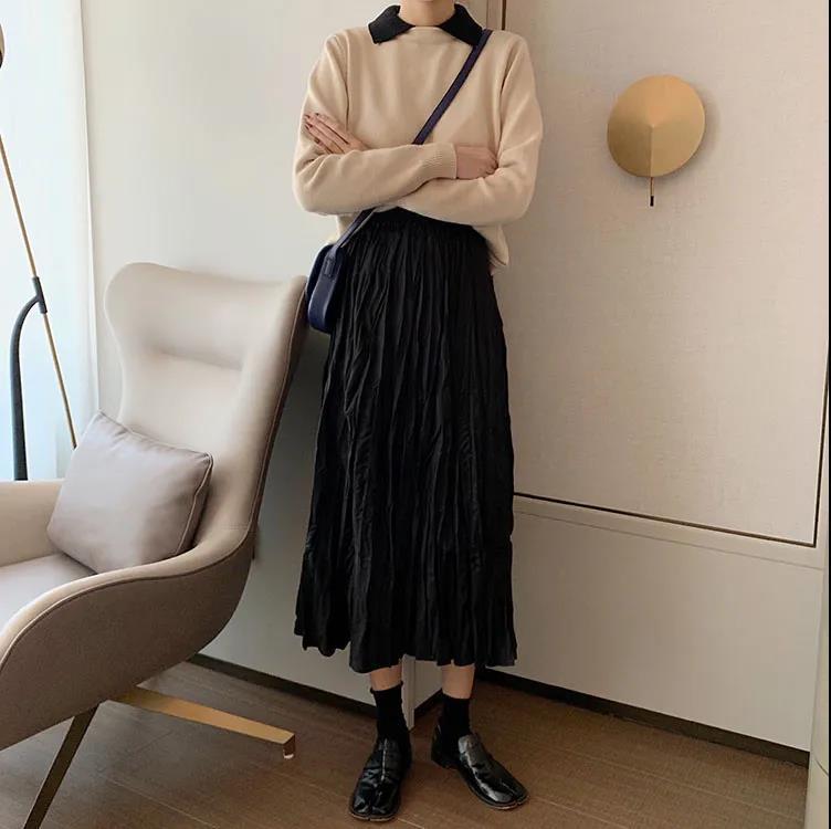 プリーツスカート 二〇二三年新作レディースシンプルプリーツロング丈スカート