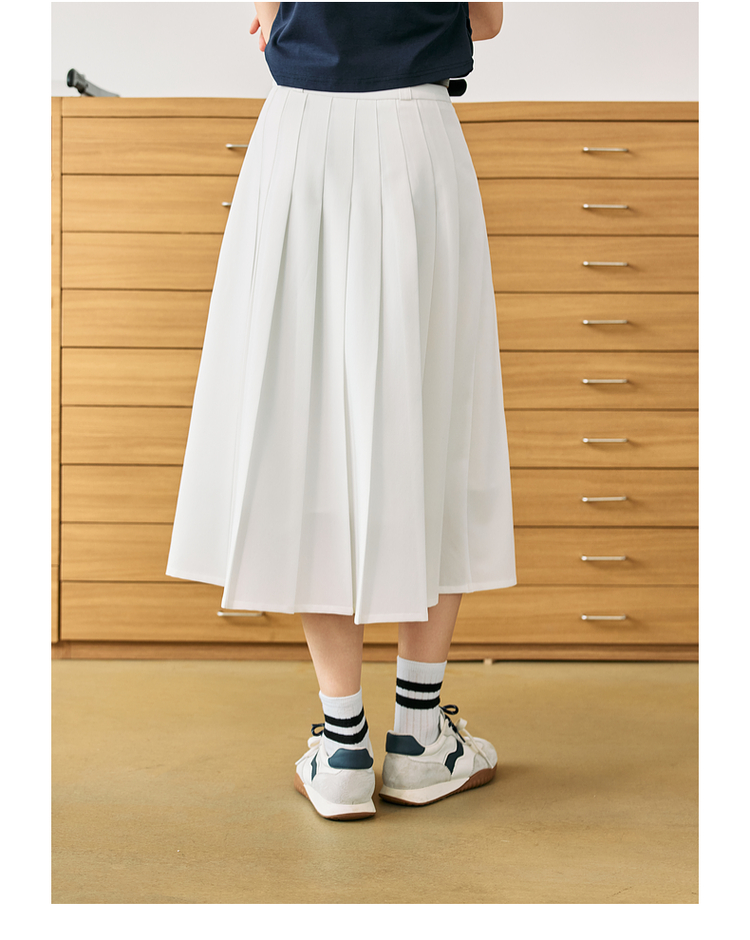 プリーツスカート 上品均整プリーツ膝丈スカート