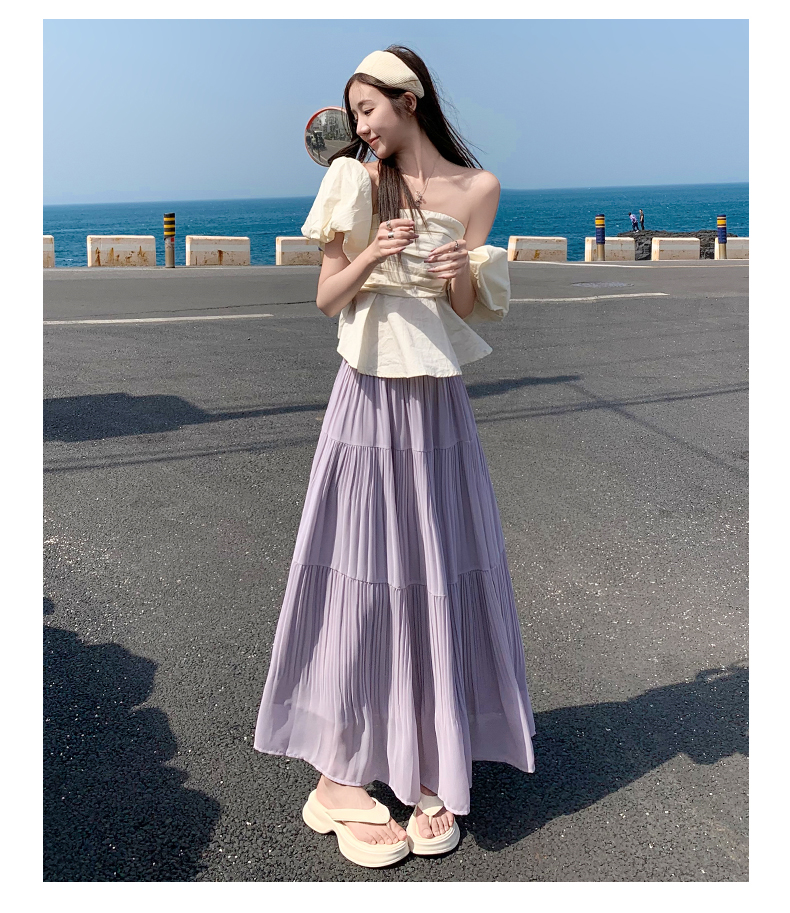 プリーツスカート 優美な揺れ感 ロングプリーツスカート