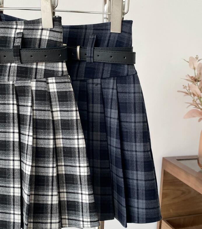 プリーツスカート チェック柄ハイウエストミニスカート