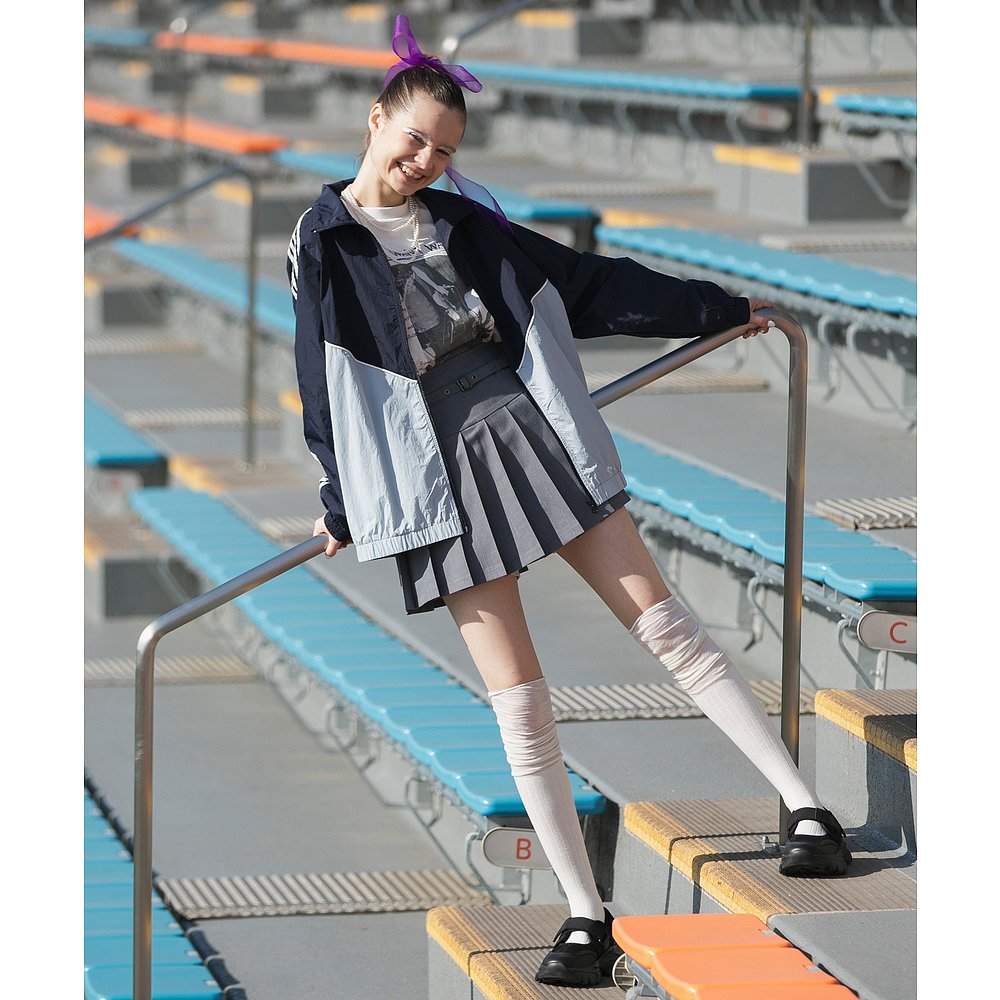 プリーツスカート ベルト付き制服風プリーツミニスカート