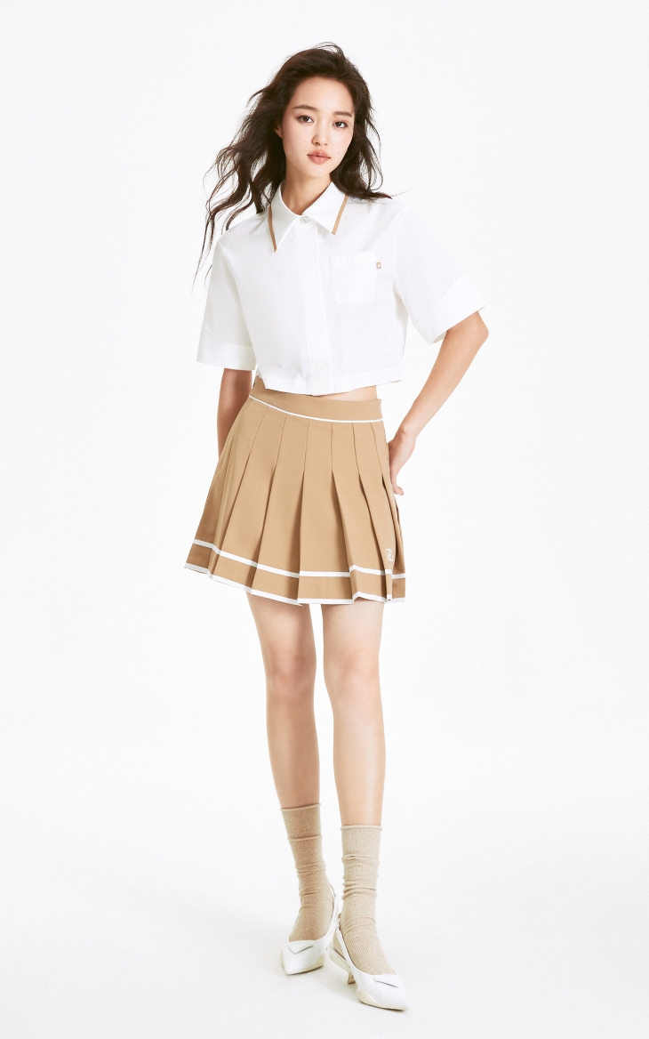 プリーツスカート ラインデザインプリーツミニスカート