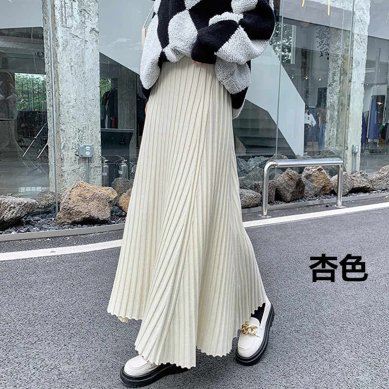 ニット素材プリーツスカート 大人可愛い ふんわり 通勤対応