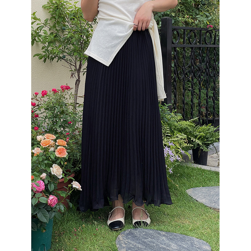 プリーツスカート 優美なシルエットプリーツロングスカート