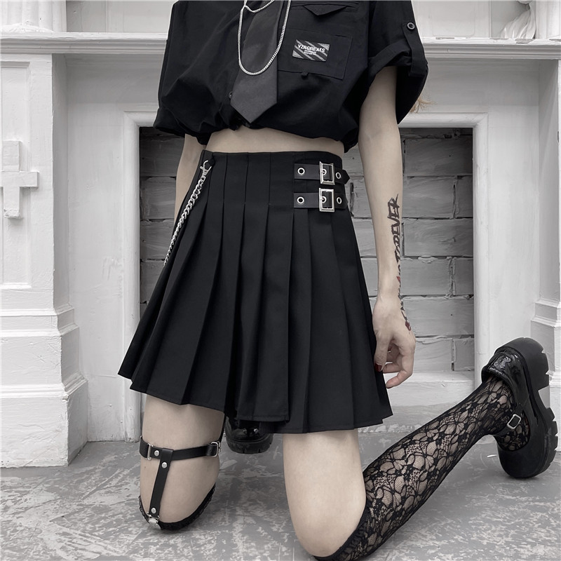 ハイウエストプリーツスカート ベルト付き