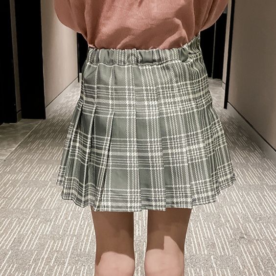 プリーツスカート 格子柄ふんわりプリーツミニスカート