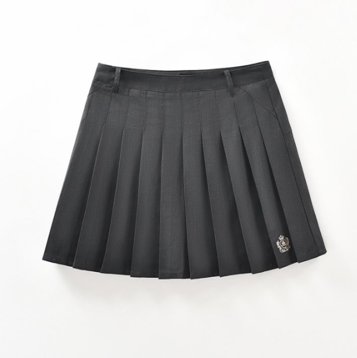 プリーツスカート 紋章入り上質プリーツミニスカート