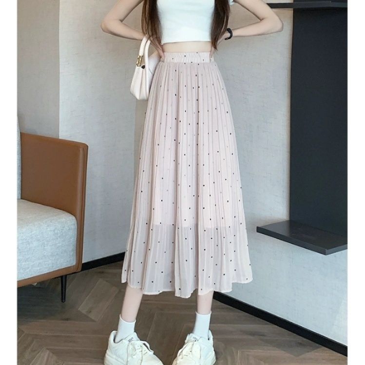 プリーツスカート 水玉模様のふんわりプリーツスカート