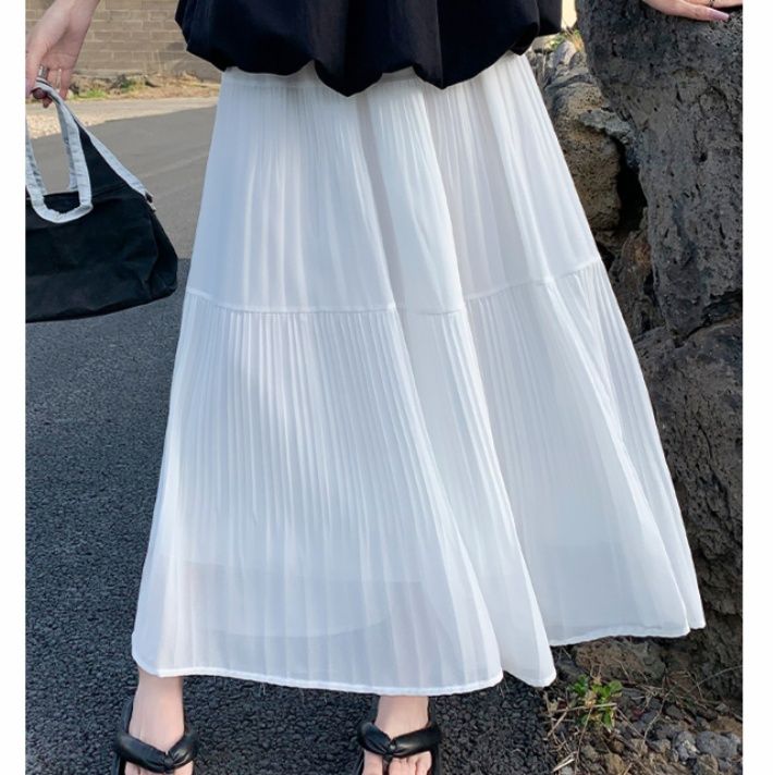 プリーツスカート 優美な揺れ感 ロングプリーツスカート