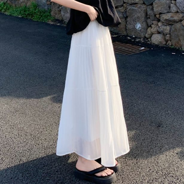プリーツスカート 優美な揺れ感 ロングプリーツスカート