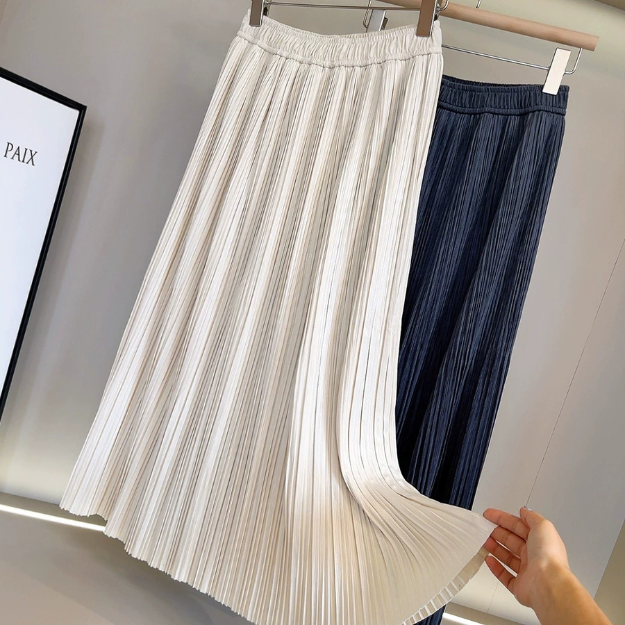 2025新作ハイウエストロングプリーツスカート5色