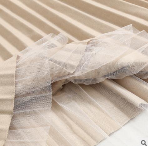 レディース紡績ハイウエストプリーツスカート