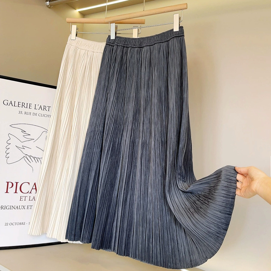 2025新作ハイウエストロングプリーツスカート5色