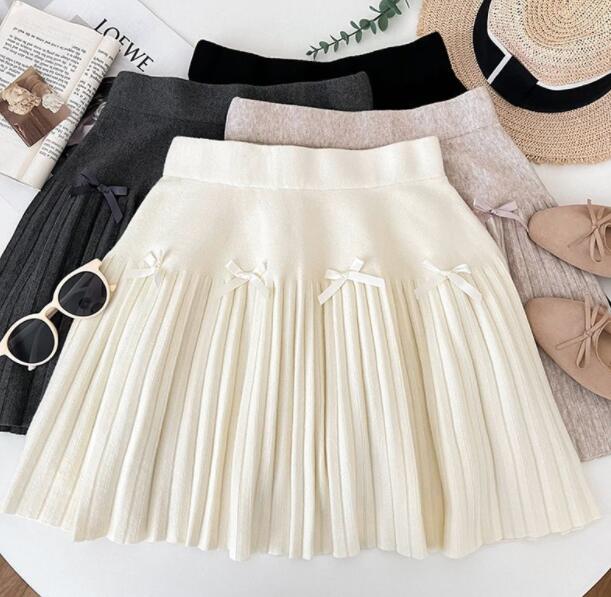 プリーツスカート 女子学生風プリーツミニスカート リボン付き