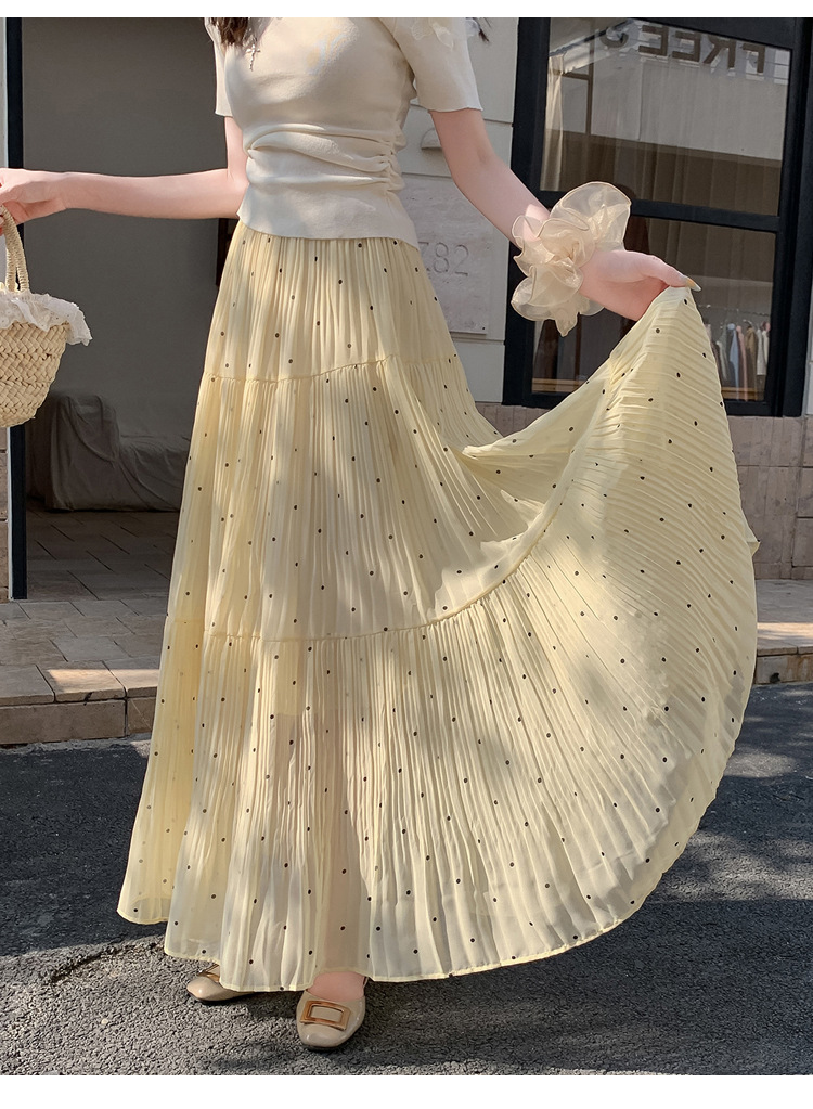 プリーツスカート 水玉プリーツロングスカート