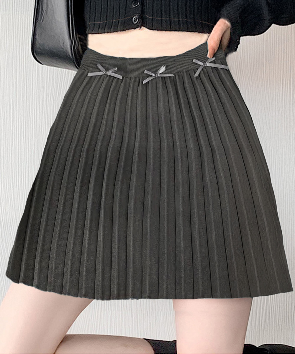 プリーツスカート リボン付きプリーツミニスカート