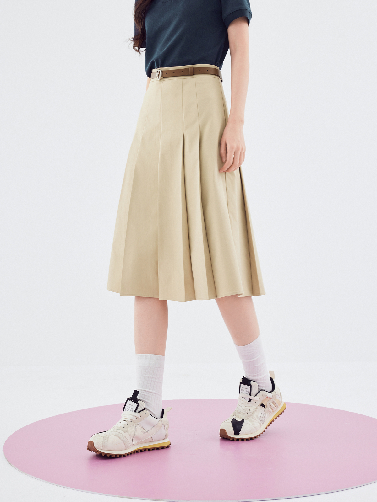 プリーツスカート 洗練美ラインプリーツスカート