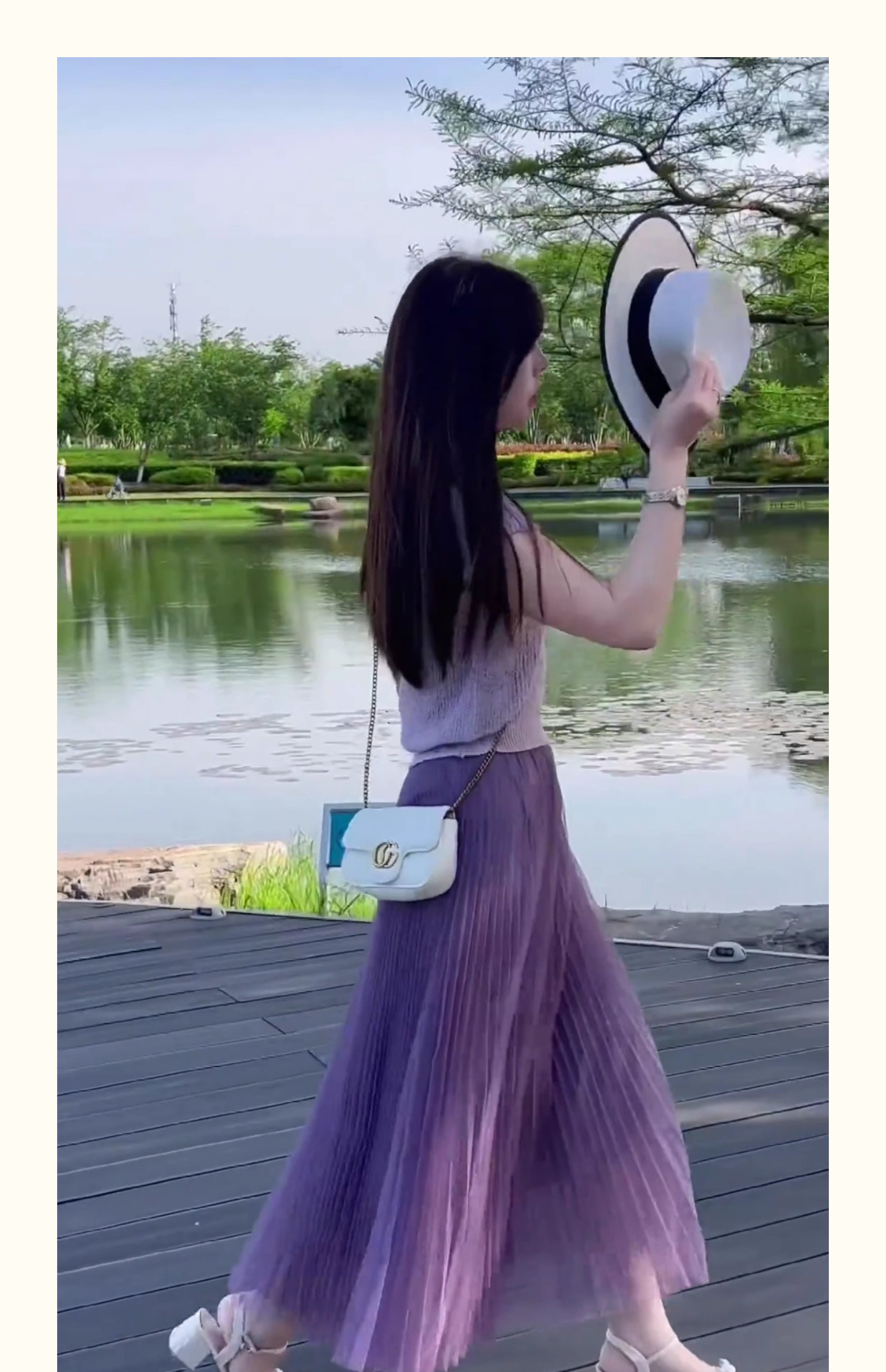 プリーツスカート 優美シルエットプリーツロングスカート