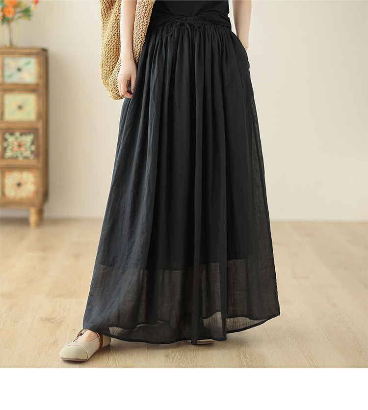 新作春夏きれいめプリーツスカートロング丈ウエストゴム