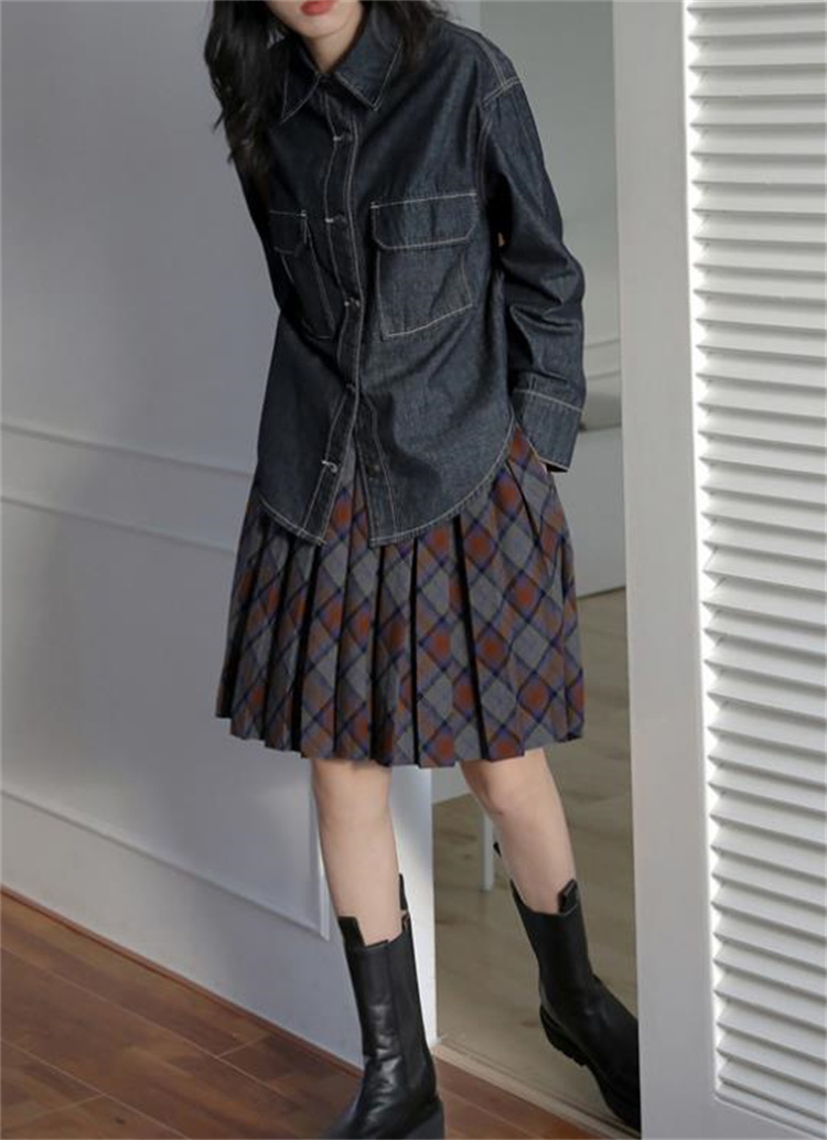 プリーツスカート格子柄学院風ハイウエストミニ