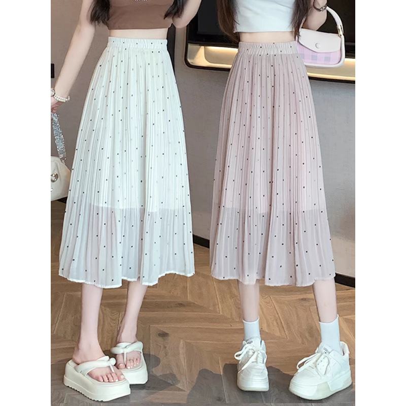 プリーツスカート 水玉模様のふんわりプリーツスカート