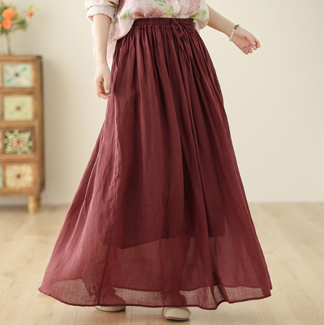 新作春夏きれいめプリーツスカートロング丈ウエストゴム