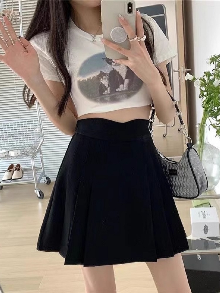 プリーツスカート ハイウエストプリーツミニスカート