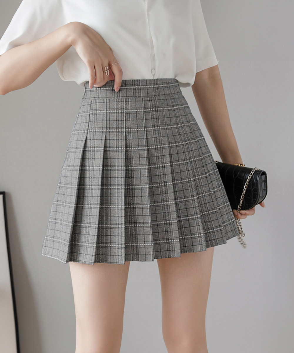 チェック柄プリーツスカート ミニ丈
