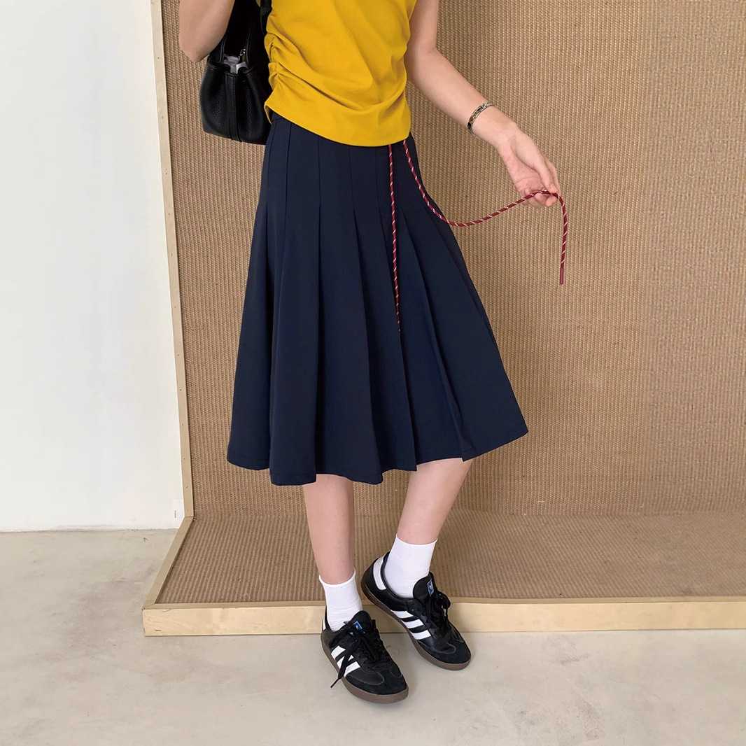 プリーツスカート 紐付き上品プリーツスカート