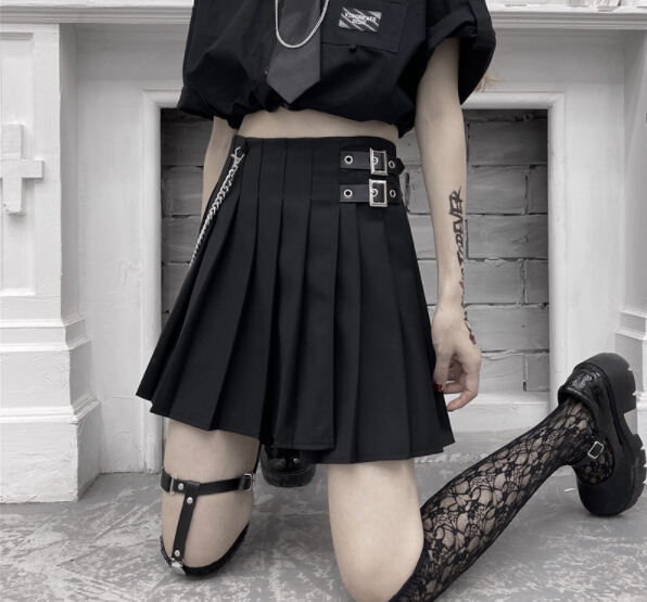 ハイウエストプリーツスカート ベルト付き